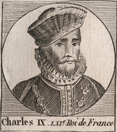 フランス王シャルル9世（1550-1574）の肖像 - 1560年から1574年までフランス王であったシャルル9世 - シャルル・コンスタン・ル・テリエの「フランス史に関する教本」からの版画 1821年 作： Unknown artist