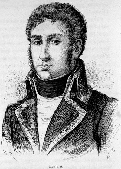 シャルル・ヴィクトル・エマニュエル・ルクレール（1772-1802）の肖像。フランスの将軍で、1793年のトゥーロン攻防戦でボナパルトに加勢し、1797年にはポーリーヌ・ボナパルトと呼ばれるエプサマリー・ポーレットが誕生した。 作： Unknown artist