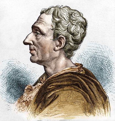 シャルル・ド・セダット（1689 - 1755）、ラ・ブライド男爵、モンテスキューの肖像。19世紀のエングレーヴィング。 作： Unknown artist