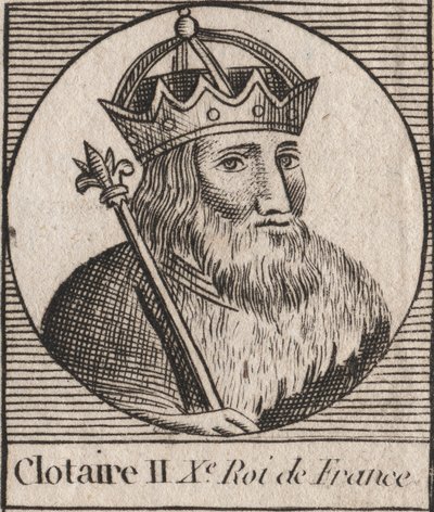 Neustriaの王であり、フランク王国の王であったクロテール2世（584 - 628）の肖像 - Clotaire or Chlotar II (d.629) King of Franks - Charles Constant Le Tellier 1821の "Instruction sur l