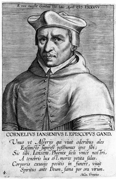 ジャンセニスムの創始者、コルネリウス・ジャンセン（Jansenius, dit Jansenius）（1585-1638）の肖像。17世紀のエングレーヴィング。 作： Unknown artist