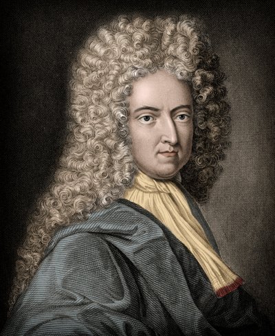 Daniel de Foe or Defoe (1660-1731)の肖像 - Daniel Defoe (1660-1731) - English novelist and journalist 作： Unknown artist