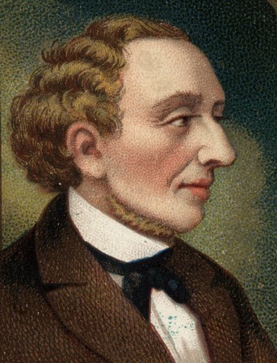 デンマークの作家・詩人であるハンス・クリスチャン・アンデルセン（1805-1875）の肖像。 作： Unknown artist