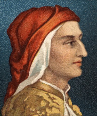イタリアの作家、ダンテ・アリギエリ（1265-1321）の肖像。 作： Unknown artist