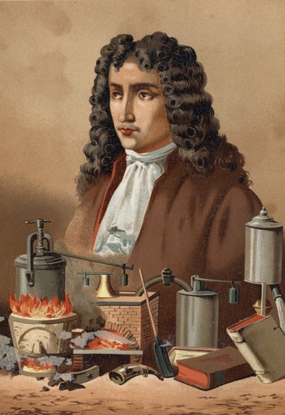 ルイ・フィギエの「La Ciencia y sus Hombres」より、ドゥニ・パパン（1647 - 1714）の肖像。バルセロナ 1881年 作： Unknown artist
