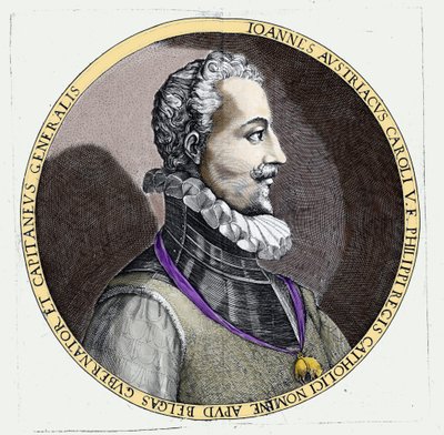 チャールズ5世（1500 - 1558）の隠し子であるドン・ファン・オブ・オーストリア（1547 - 1578）の肖像。エングレーヴィング 作： Unknown artist