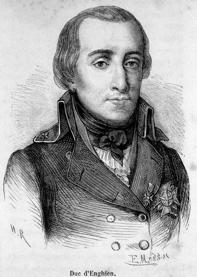 フランスの王子で、1804年3月21日にボナパルトに射殺されたアンギエン公爵ルイ・アントワーヌ・アンリ・ドゥ・ブルボン（1772-1804）の肖像。 作： Unknown artist