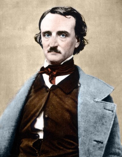 アメリカの作家、エドガー・アラン・ポー（1809-1849）の肖像。 作： Unknown artist