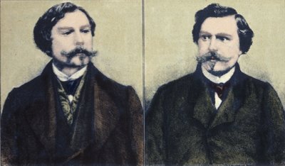 エドモンド・ゴンクール（1822-1896）とジュール・ゴンクール（1830-1870）の兄弟作家の肖像。 作： Unknown artist