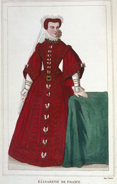 エリザベート・オブ・フランス 1545-1568年 ヘンリー2世とキャサリン・オブ・メディチ（カテリーナ・デ・メディチ）の娘の肖像 1830年の彫刻版 作： Unknown artist