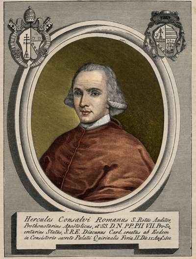 ピウス7世の枢機卿国務長官エルコーレ（ヘラクレス）・コンサルヴィ（1757-1824）の肖像。19世紀のエングレーヴィング。 作： Unknown artist