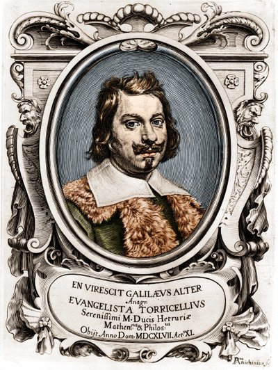 イタリアの物理学者、エヴァンゲリスタ・トリチェリ（1608-1647）の肖像。 作： Unknown artist
