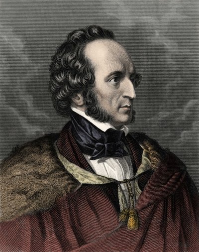 ドイツの作曲家・指揮者であるフェリックス・メンデルスゾーン・バルトルディ（1809-1847）の肖像。 作： Unknown artist