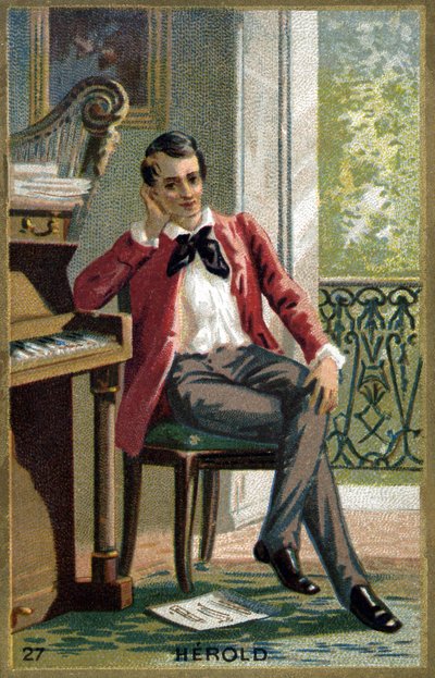 フランスの作曲家、フェルディナン・エロルド（1791 - 1833）の肖像。19世紀のクロモリトグラフ。 作： Unknown artist