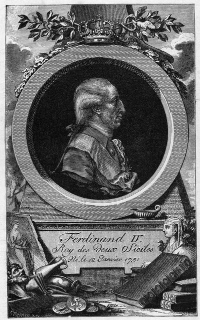 2つのシチリア島のフェルディナンド1世（またはナポリのフェルディナンド4世）の肖像（1751年～1825年） - 19世紀のエングレービング 作： Unknown artist
