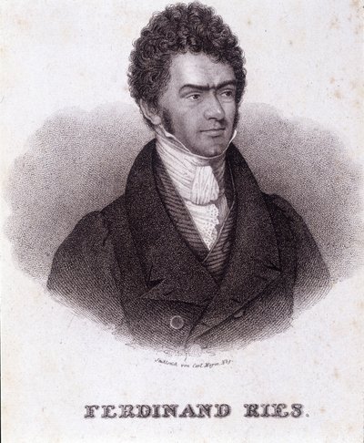 フェルディナンド・リース（1784-1838）ドイツの作曲家・ピアニストの肖像。19世紀のエングレーヴィング。 作： Unknown artist