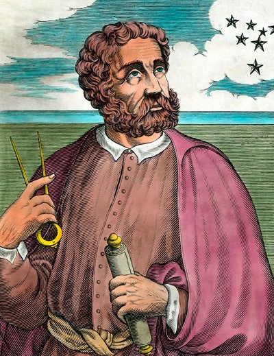 フェルナン・デ・マゼラン（1480-1521）ポルトガル人航海者の肖像 - 16世紀のエングレーヴィング - 個人蔵 - フェルナン・デ・マゼラン（1480-1521）ポルトガル人探検家の肖像 - エングレーヴィング 16世紀 - 個人蔵 作： Unknown artist