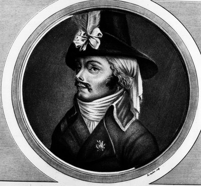 フランソワ・アタナセ(Francois-Athanase) De Charette de la Contrie (1763 - 1796)の肖像、販売。"フランス革命の歴史的絵画全集（全3巻）"に掲載されたエングレーヴィング。1804. 作： Unknown artist