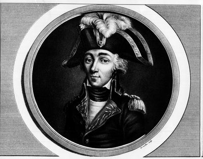 フランス革命家フランソワ・ハンリオ（1761-1794）の肖像-1804年「フランス革命史表全集」に掲載されたエングレーヴィング。 作： Unknown artist