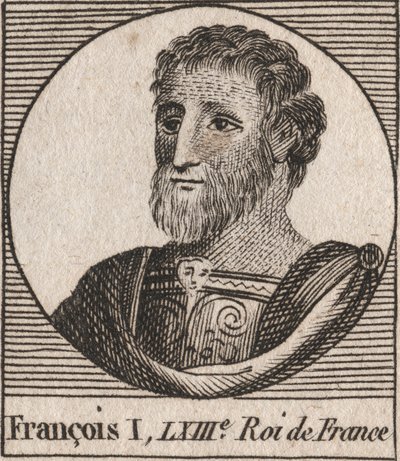 フランス王フランソワ1世（1494 - 1547）の肖像 - フランソワ1世、フランス王 - シャルル・コンスタント・ル・テリエによる「フランス史に関する教本」1821年の刻印 作： Unknown artist