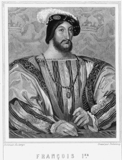 フランス王フランソワ1世（1494-1547）の肖像-ラヴァレの『フランス史』所収、エングレーヴィング、SD。 作： Unknown artist