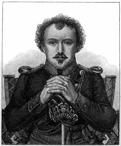 Friedrich Heinrich Karl de la Motte, Baron Fouque (1777-1843) ドイツのロマン派作家の肖像。 作： Unknown artist