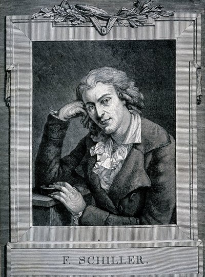 ドイツの詩人・劇作家、フリードリヒ・フォン・シラー（1759〜1805）の肖像。 作： Unknown artist