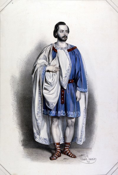 ジュゼッペ・ヴェルディ（1813-1901）のオペラ「アッティラ」でフォレスト役を演じたガエターノ・フラスキーニ（1816-1887）の肖像 19世紀 作： Unknown artist