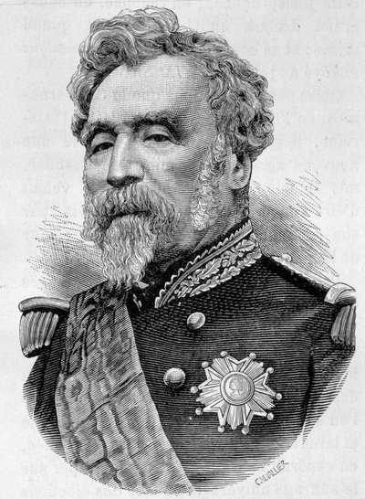ド・ラ・モッテルージュ将軍の肖像。H.マルタンの「フランス史」に掲載された19世紀末の版画。 作： Unknown artist