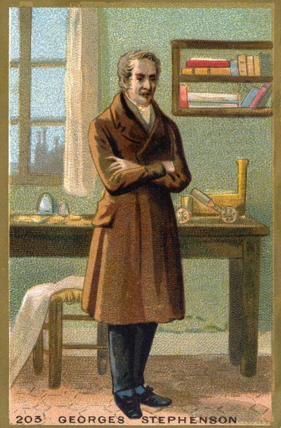 イギリスのエンジニア、ジョージ・ステファンソン（1781-1848）の肖像。 作： Unknown artist
