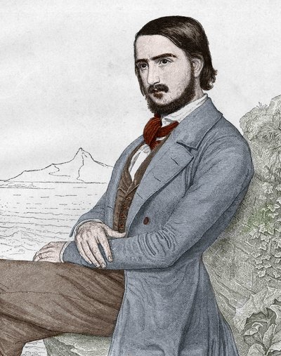 Georges (Georg) Herwegh (1817-1875) ドイツの詩人のポートレート、C. HITZの絵を元に作成。 作： Unknown artist