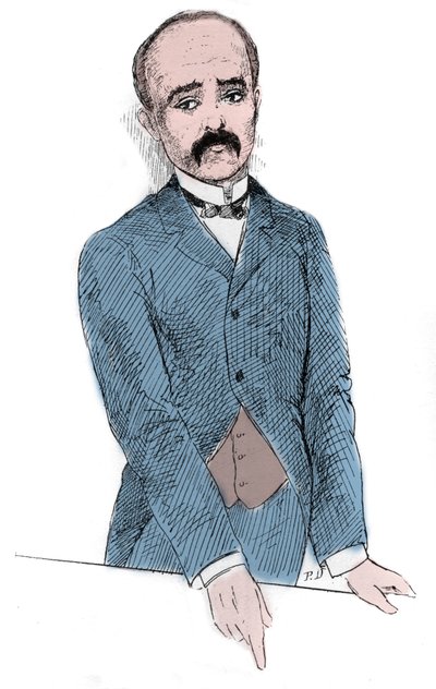 Georges Benjamin Clemenceau (1841-1929) フランスの政治家がトンキンとフランスの問題について議論しているときの肖像。"Le Monde Illustré "に掲載された図版 作： Unknown artist