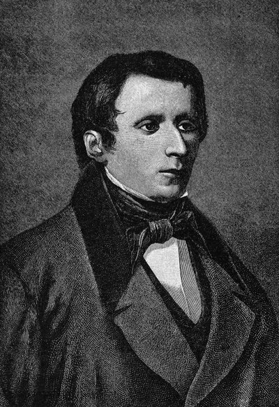 イタリアの作家、ジャコモ・レオパルディ（1798-1837）の肖像。 作： Unknown artist