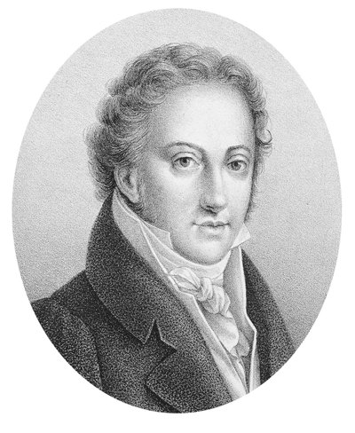 イタリアの作曲家、ジョアッキーノ・ロッシーニ（1792-1868）の肖像。 作： Unknown artist
