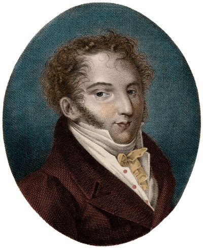 イタリアの作曲家、ジョアキーノ（Gioachino）ロッシーニ（1792-1868）の肖像 - 。 作： Unknown artist