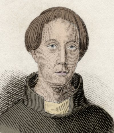 ウェールズの聖職者・歴史家であるGiraud de Barri（カンブリアのジロー）（1145年頃～1223年頃）の肖像。ジェラルト・ジムロ、ジェラルド・オブ・ウェールズ、ジェラルド・バリーとも呼ばれる。19世紀のエングレーヴィング。 作： Unknown artist
