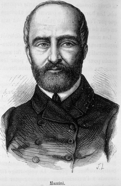 イタリアの愛国者・革命家ジュゼッペ・マッツィーニの肖像（1805年または1808年～1872年 作： Unknown artist