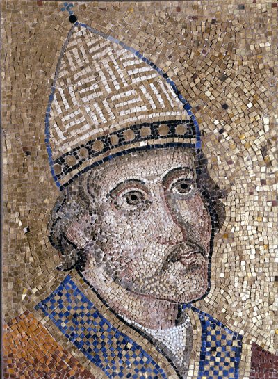 グレゴワール9世（1145年〜1241年）の肖像。フレデリック2世と戦い、異端審問を組織した。13世紀、サン・ピエトロの旧後陣にあったモザイク画。ローマの博物館 作： Unknown artist