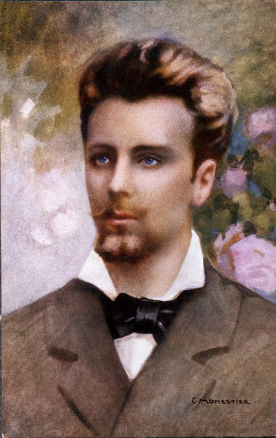グリエルモ・オーベルダン（1858-1882）の肖像、C.モネスティエの絵画のポストカード。 作： Unknown artist