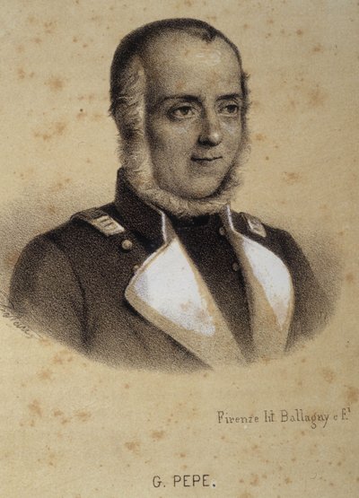 グリエルモ・ペペ（1783～1855年）の肖像。 作： Unknown artist