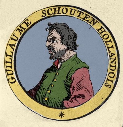 Guillaume (Willem Cornelisz) Schouten (or Schoutten) (1567-1625) オランダの航海士の肖像。19世紀のエングレーヴィング 作： Unknown artist