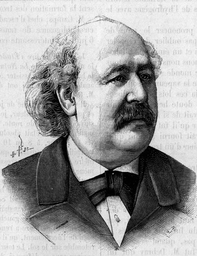 フランスの化学者、アンリ・ジュール・デブレ（1827-1888）の肖像。Eugene Pirouの写真より）。1888年8月11日付の「La Nature: revue des sciences et de leurs applications aux arts et a l