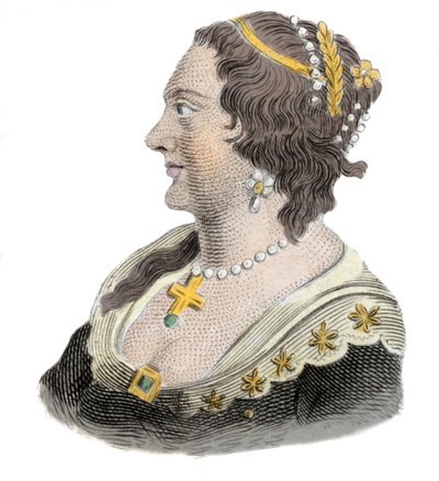 イギリス王妃アンリエット・マリー・オブ・フランス（1609-1669）の肖像。19世紀のエングレーヴィング 作： Unknown artist