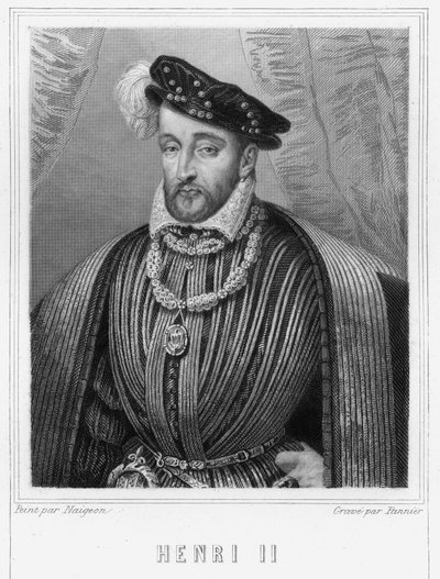 フランス王ヘンリー2世（1519年～1559年）の肖像 - ラヴァレの『フランス史』に掲載されている、エングレーヴィング、sd. 作： Unknown artist