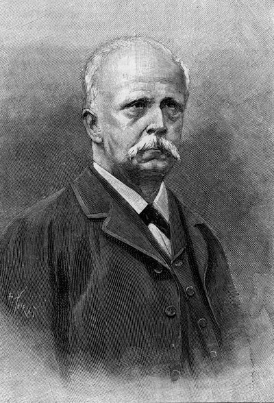 ドイツの物理学者・生理学者であるヘルマン・ルイ・フェルディナンド・フォン・ヘルムホルツ（1821 - 1894）の肖像。1894年9月22日付「La Nature: revue des sciences et de leurs applications aux arts et a l