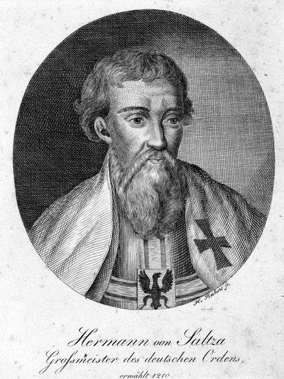 チュートン騎士団のグランドマスター、ヘルマン・フォン・サルツァ（1170年～1239年）の肖像。 作： Unknown artist