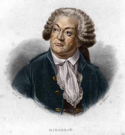 フランスの政治家、ミラボー伯爵オノレ・ガブリエル（Honore-Gabriel）リケティ（1749-1791）の肖像。 作： Unknown artist