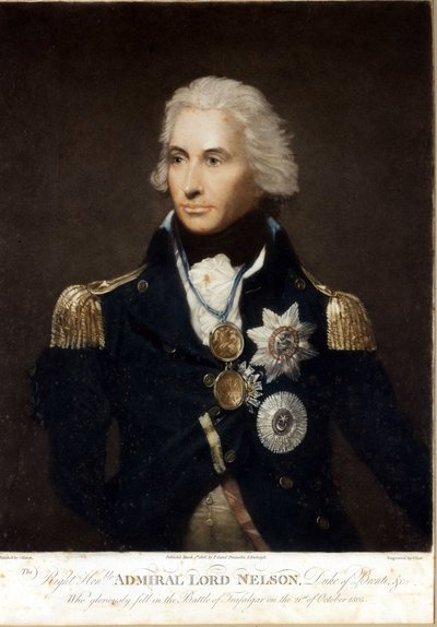 イギリスの提督、ホレイショ・ネルソン（1758-1805）の肖像。 作： Unknown artist