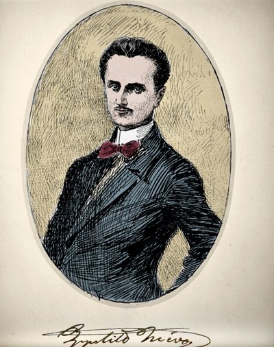 イタリアの作家・愛国者であるイポリット・ニーヴォ（1831-61）の肖像。 作： Unknown artist