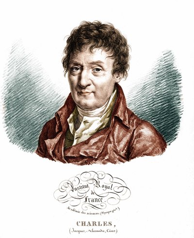 フランスの物理学者、ジャック・アレキサンドル・セザール・シャルル（1746-1823）の肖像。 作： Unknown artist